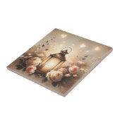 Roos Lantaarn Glow Boeket Tegeltje (Zijkant)