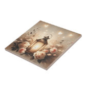 Roos Lantaarn Glow Boeket Tegeltje (Zijkant)