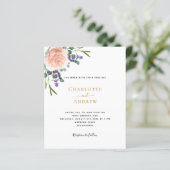 Roos lavendel bloemengroen bruiloft uitnodiging (Staand voorkant)