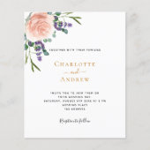 Roos lavendel bloemengroen bruiloft uitnodiging (Voorkant)