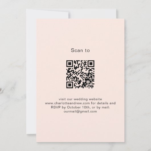 Roos lavendel bloemengroen QR code RSVP bruiloft Kaart (Achterkant)