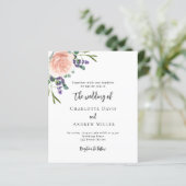 Roos lavendel florals QR RSVP bruiloft uitnodiging (Staand voorkant)