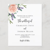 Roos lavendel florals QR RSVP bruiloft uitnodiging (Voorkant)