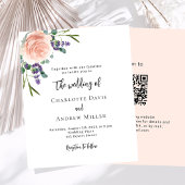 Roos lavendel florals QR RSVP bruiloft uitnodiging