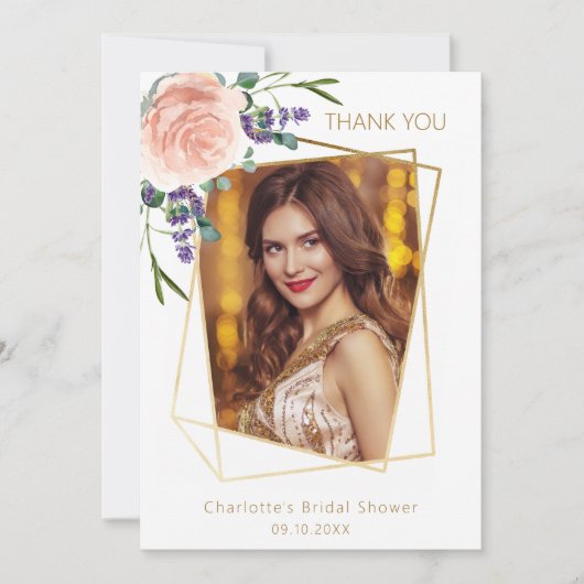 Roos lavendel foto Vrijgezellenfeest dank u kaart (Voorkant)