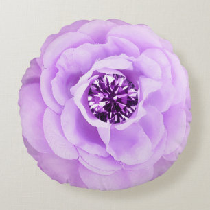 Roos Lavender Diamond Rond Kussen