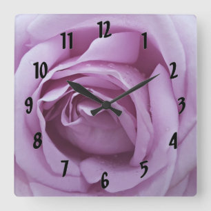 Roos lavender vierkante klok