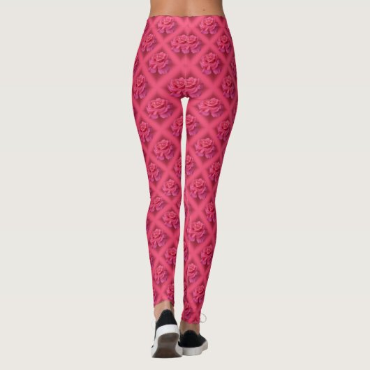 Roos Leggings — Roze roze rozen Leggings (Achterkant)