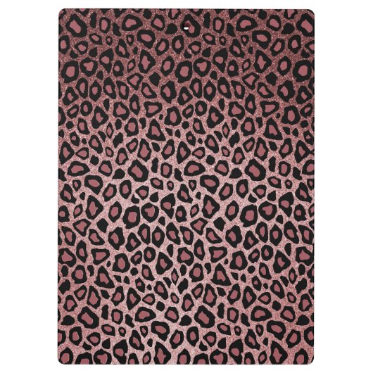 Roos Leopard Skin Patroon en Roos Glitter Klembord (Achterkant)