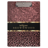 Roos Leopard Skin Patroon en Roos Glitter Klembord (Voorkant)