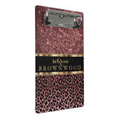 Roos Leopard Skin Patroon en Roos Glitter Mini Klembord (Schuin)