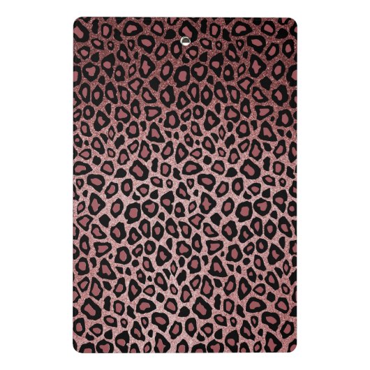 Roos Leopard Skin Patroon en Roos Glitter Mini Klembord (Achterkant)