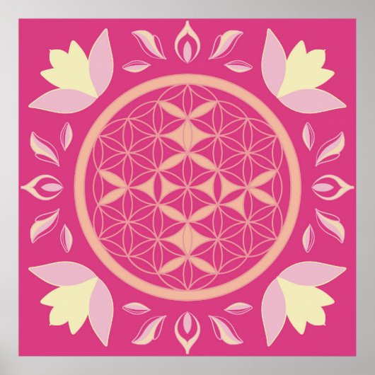 roos levensbloem poster (Voorkant)