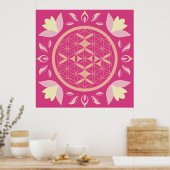 roos levensbloem poster (Keuken)