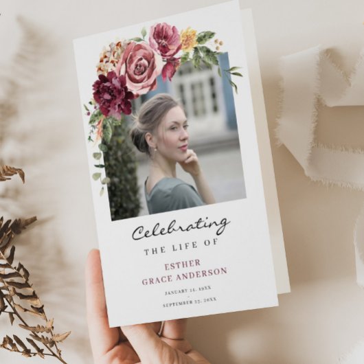 Roos Levensviering Vouwbaar Uitvaartprogramma Flyer