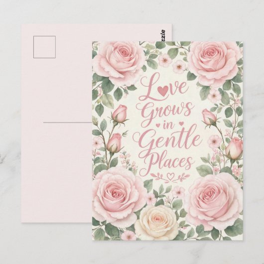 Roos: Liefde groeit op zachte plekken Briefkaart (Voorkant / Achterkant)