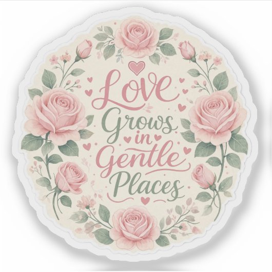 Roos: Liefde groeit op zachte plekken Sticker (Voorkant)