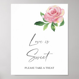 Roos - liefde is zoet Neem een traktatie Poster