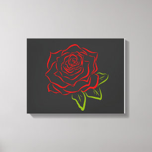 Roos lijntekencanvas canvas afdruk