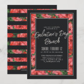 Roos Lijst Galentine's Day Invitation - Black Kaart (Voorkant / Achterkant)