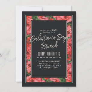 Roos Lijst Galentine's Day Invitation - Black Kaart