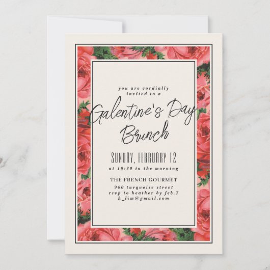 Roos Lijst Galentine's Day Invitation - Ivory Kaart (Voorkant)