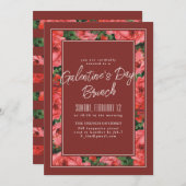 Roos Lijst Galentine's Day Invitation - Maroon Kaart (Voorkant / Achterkant)