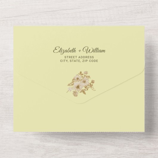 Roos Lijst – Hemelse Gele Huwelijk All In One Uitnodiging (Achterkant)