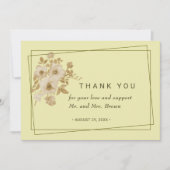 Roos Lijst – Hemelse Gele Huwelijk Bedankkaart (Voorkant)