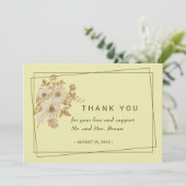 Roos Lijst – Hemelse Gele Huwelijk Bedankkaart (Staand voorkant)
