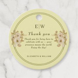 Roos Lijst - Monogram Hemelse Gele Huwelijk Bedankjes Labels