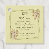 Roos Lijst - Monogram Hemelse Gele Huwelijk Bedankjes Labels (Voorkant)