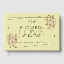 Roos Lijst - Monogram Hemelse Gele Huwelijk Gastenboek