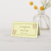 Roos Lijst - Monogram Hemelse Gele Huwelijk Plaatskaartje (Achterkant)
