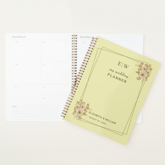 Roos Lijst - Monogram Hemelse Gele Huwelijk Planner (Display)