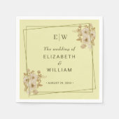 Roos Lijst - Monogram Hemelse Gele Huwelijk Servet (Voorkant)