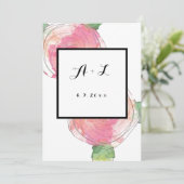 Roos lijst monogram huwelijksuitnodigingen kaart (Staand voorkant)