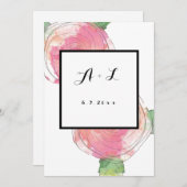 Roos lijst monogram huwelijksuitnodigingen kaart (Voorkant / Achterkant)