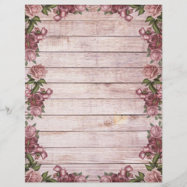 Roos Lijst Rustic Wood Scrapbooting Craft Paper (Voorkant)