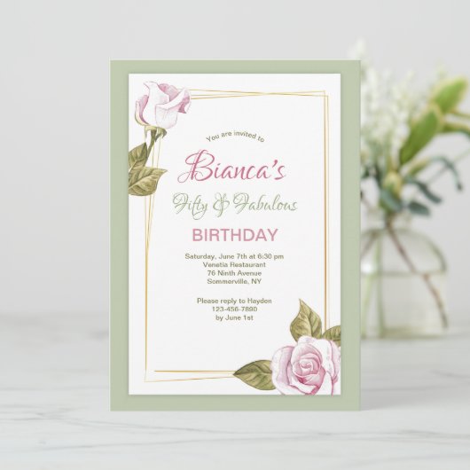 Roos Lijst uitnodiging (Staand voorkant)