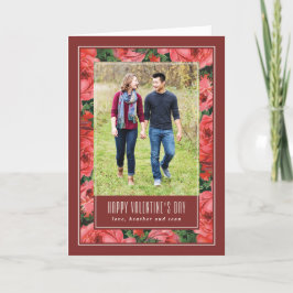 Roos Lijst Valentijnsdag Fotokaart - Maroon Bedankkaart