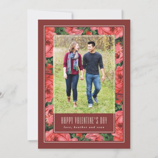 Roos Lijst Valentijnsdag Fotokaart - Maroon Kaart (Voorkant)