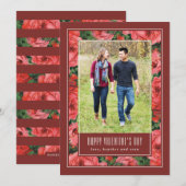 Roos Lijst Valentijnsdag Fotokaart - Maroon Kaart (Voorkant / Achterkant)