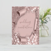 Roos Lijst Weddenschap Glitter Bridal Kaart (Staand voorkant)