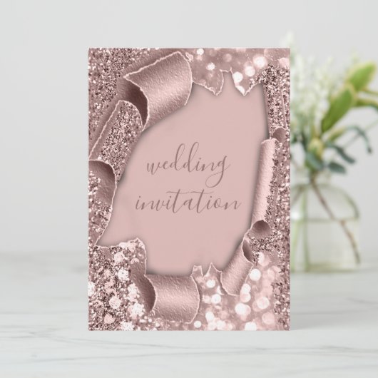 Roos Lijst Weddenschap Glitter Bridal Kaart (Staand voorkant)