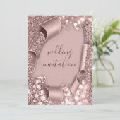 Roos Lijst Weddenschap Glitter Bridal Powder Kaart (Staand voorkant)