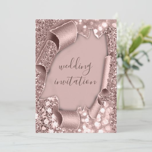 Roos Lijst Weddenschap Glitter Bridal Powder Kaart (Staand voorkant)