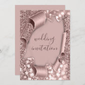 Roos Lijst Weddenschap Glitter Bridal Powder Kaart (Voorkant / Achterkant)