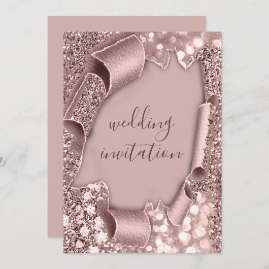 Roos Lijst Weddenschap Glitter Bridal Powder Kaart (Voorkant / Achterkant)