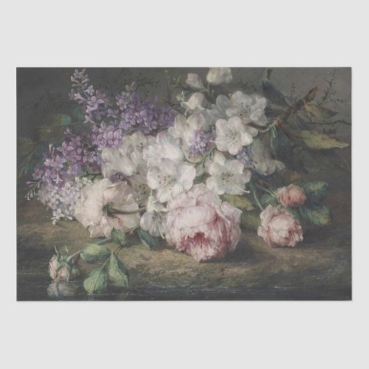 Roos Lila Azalea Flower Floral Decoupage Fine Art Tissuepapier (Voorkant)